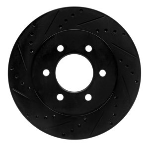 Ford E-350 Econoline Club Wagon Brake Rotor (1) - Rear Left - R1 Concepts - Drilled & Slotted - Black - `99-`07